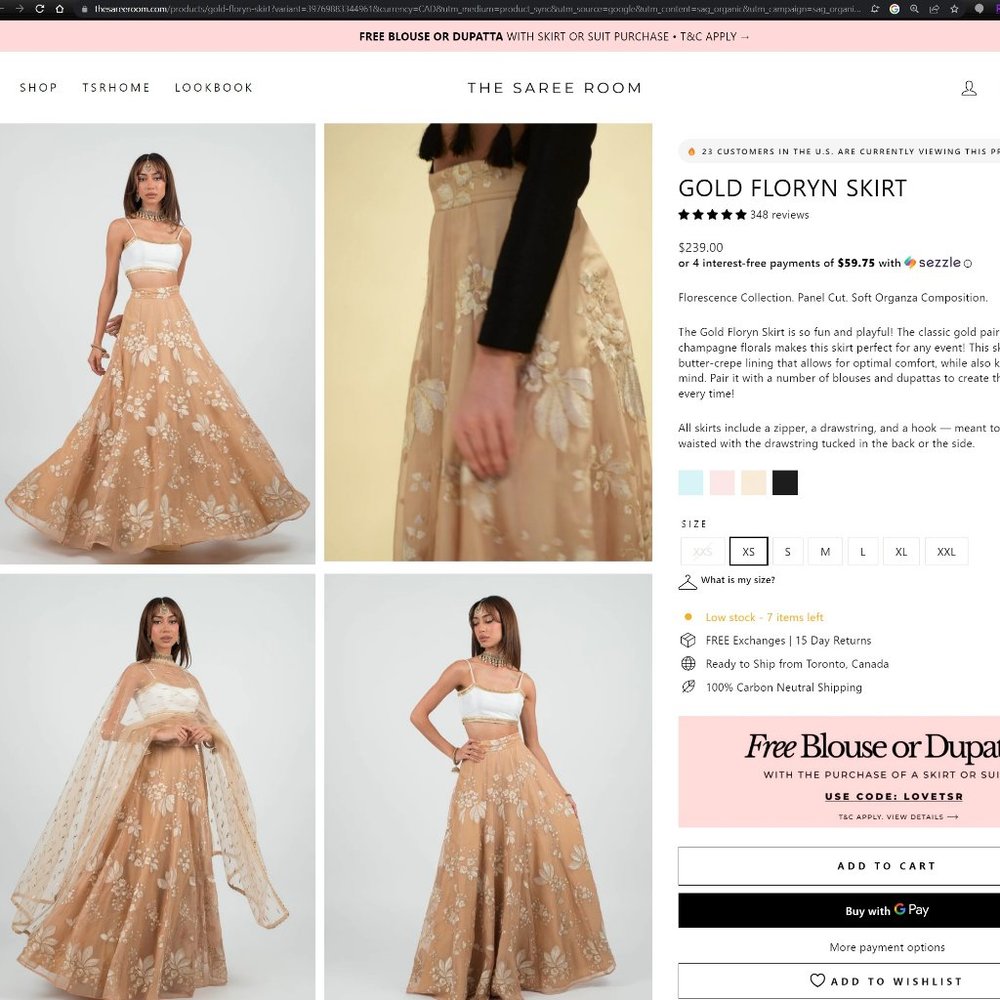 Gold Floryn Skirt - The Saree Room